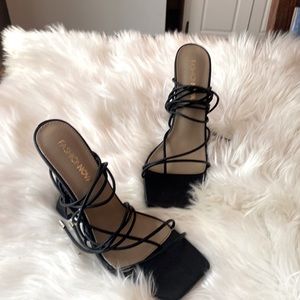 Black Tie up Diamond heel